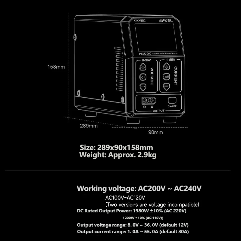 SKYRC PSU2000 1980W Adjustable - огляд і ціна Drone Battery