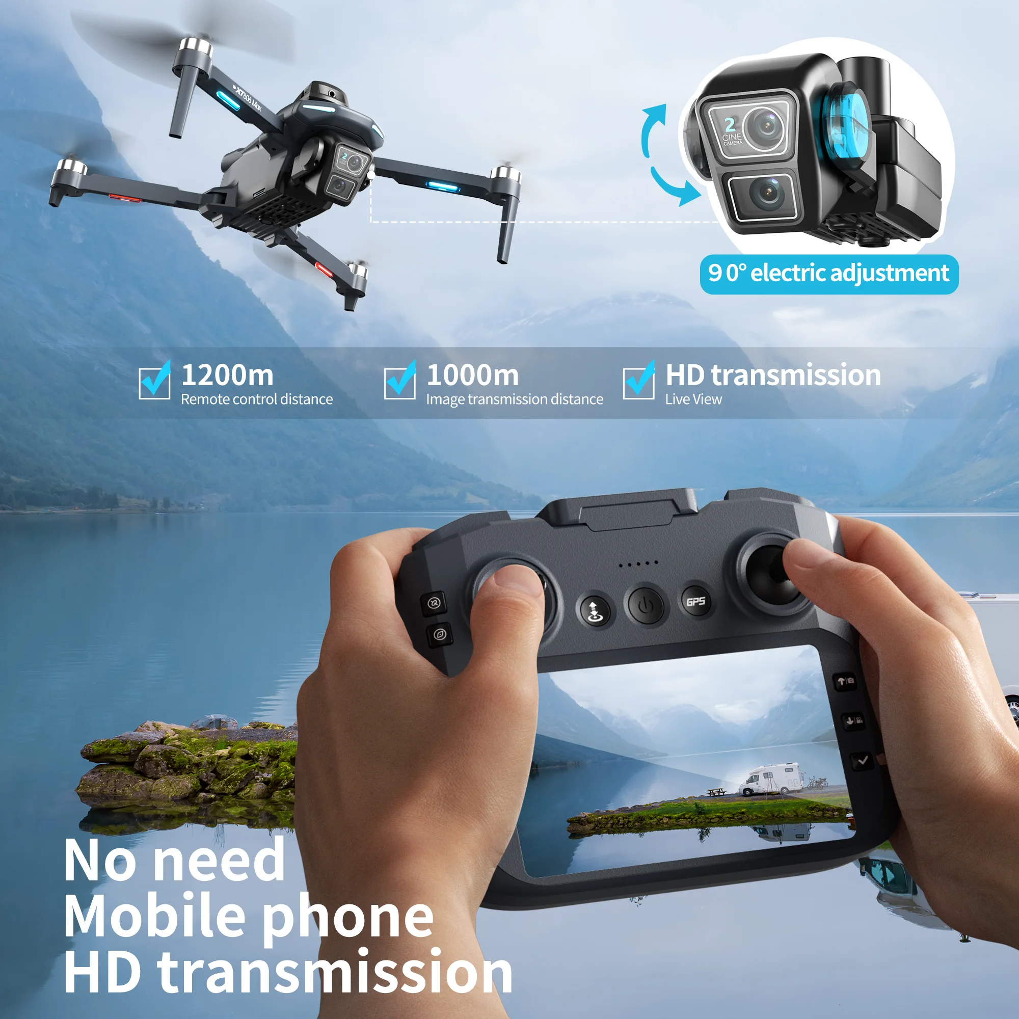 Lenovo XT606 MAX GPS Drone 4k  - огляд і ціна Drone Gps Mount