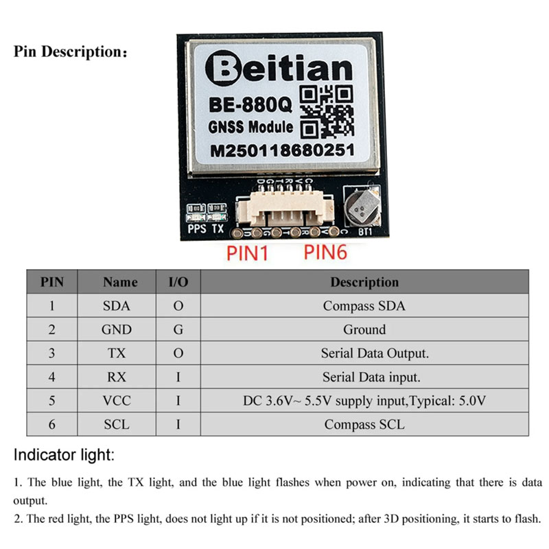 BE-880Q GNSS GPS Module M10050 - огляд і ціна Drone Compass